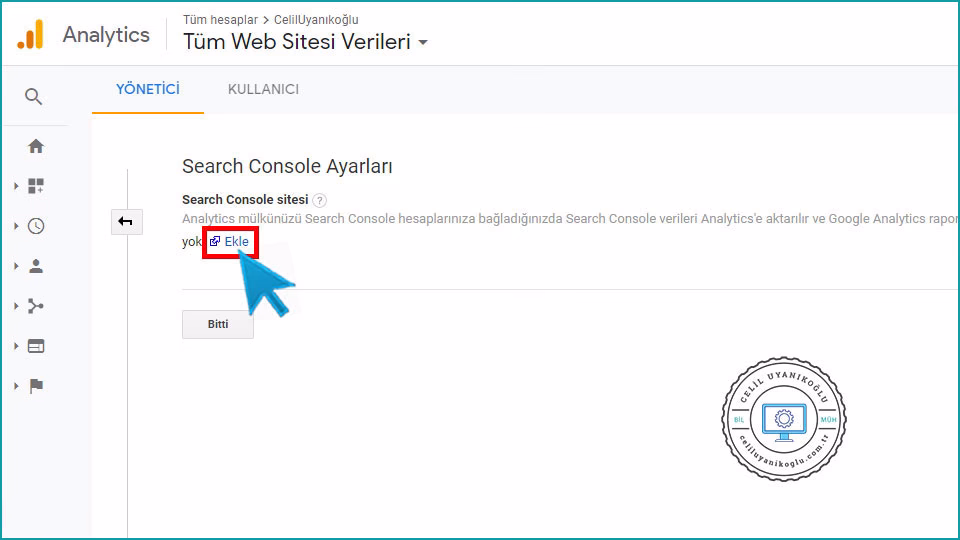 Search Console hesabını ilişkilendirme