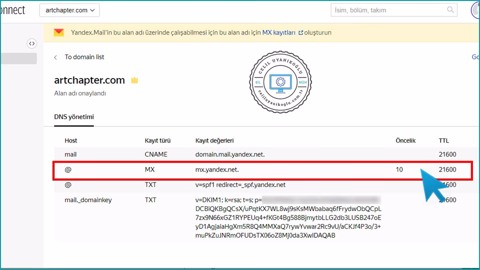 Yandex Connect ile Kurumsal Mail mx