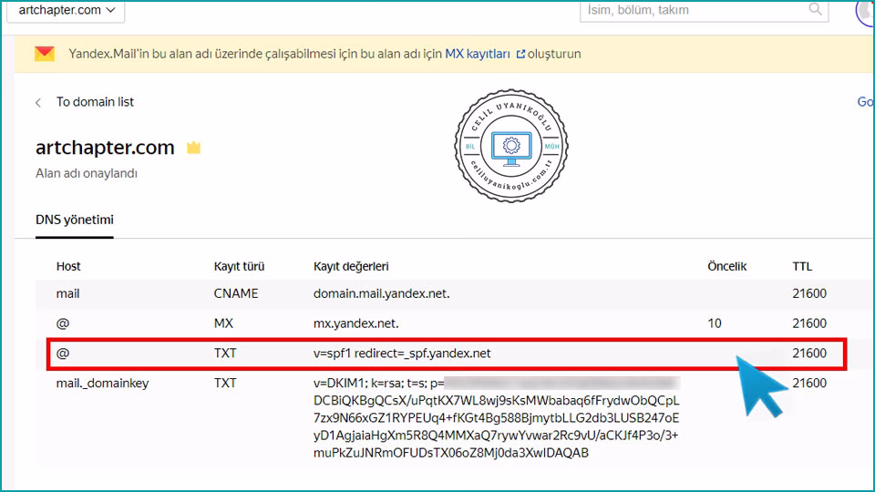 Yandex Connect ile Kurumsal Mail spf
