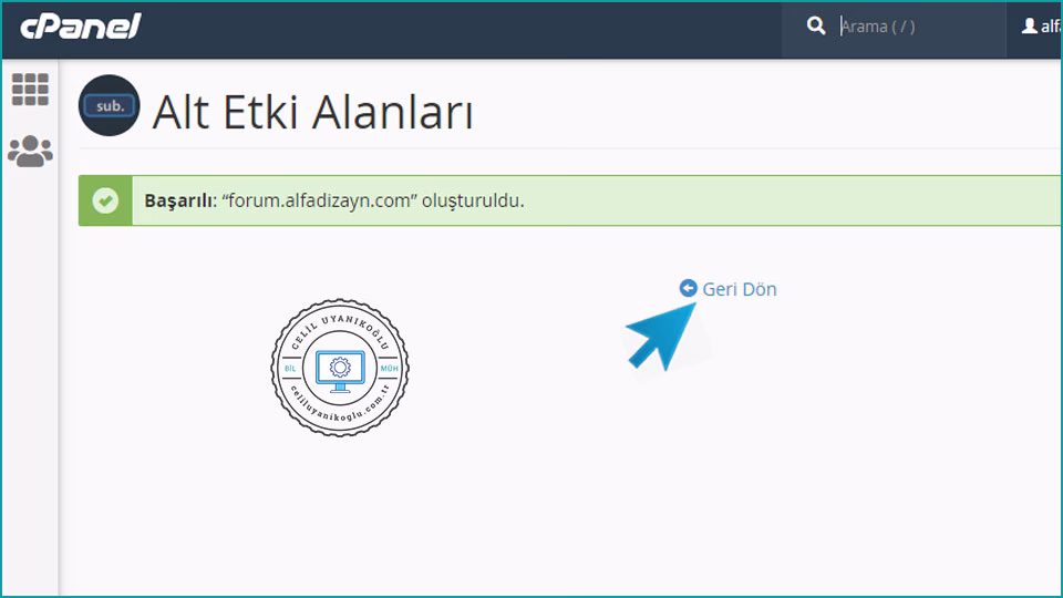 cPanel Üzerinden Subdomain