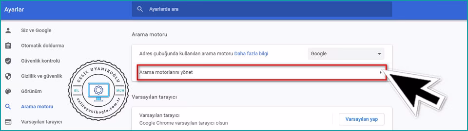 Chrome Varsayilan Arama Motoru Nasil Degistirilir 05