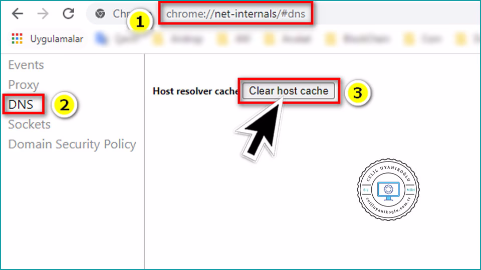 chrome dns temizleme