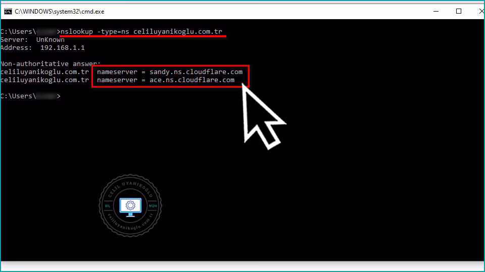 windows nameserver ns sorgulama