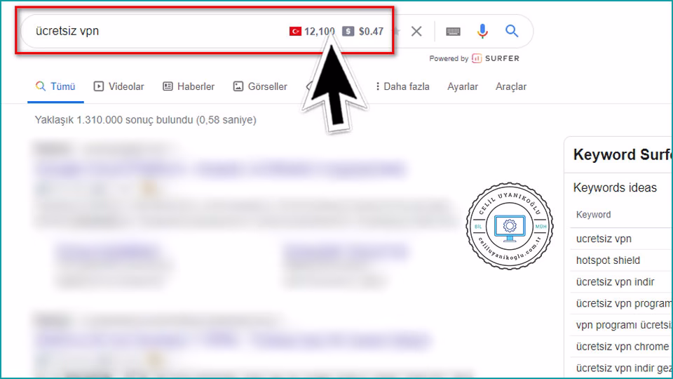 Keyword Surfer arama sorgulama