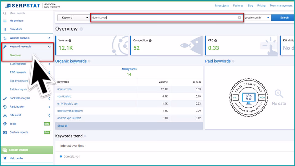 Serpstat arama anahtar kelime