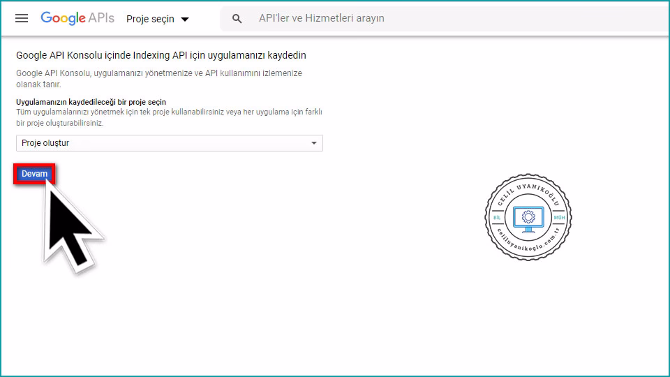 google api yapilandırma