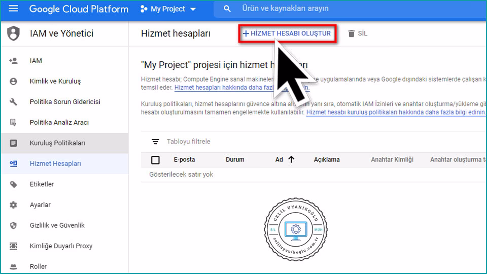 hizmet bağlantısı oluştur