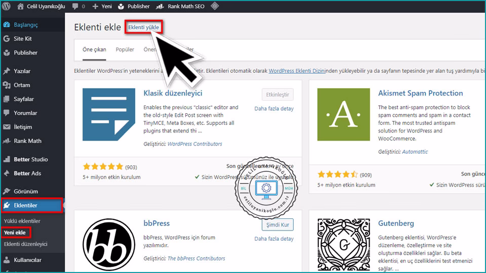 wordpress eklenti yükle