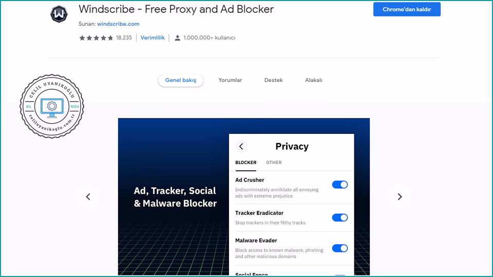chrome pn eklentisi Windscribe
