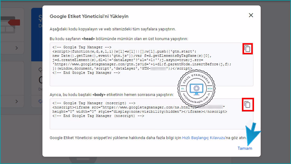 Google Tag Manager kurulumu