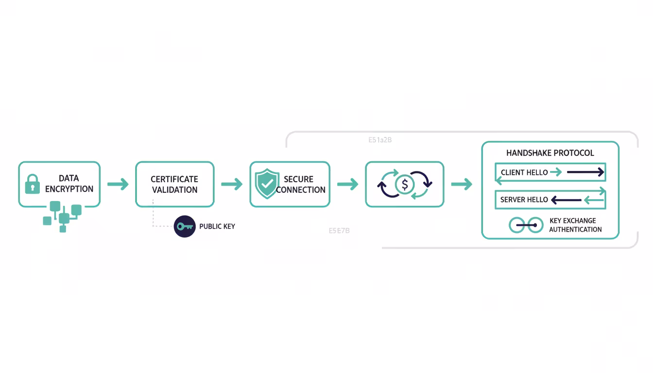 SSL sertifikası doğrulama ve veri şifreleme süreci