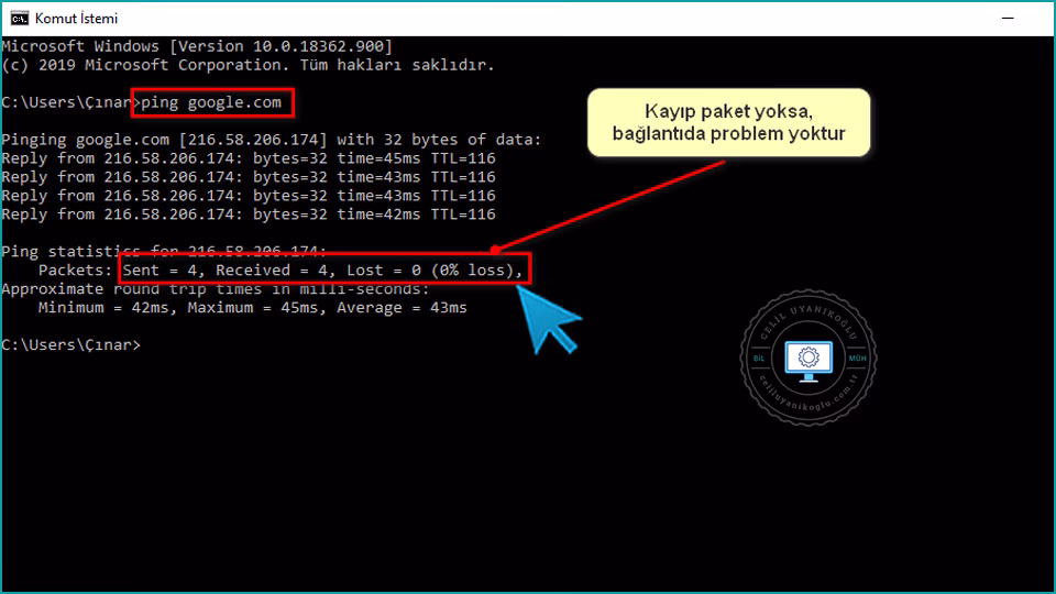 Ping Komutunu Uygulayın