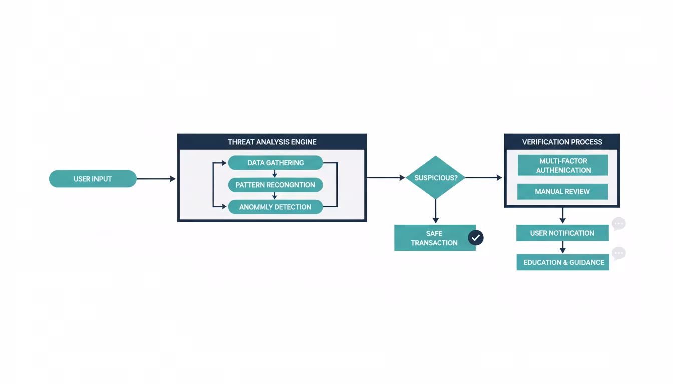 Oltalama saldırılarından korunmak için bir süreç veya sistem gösterimi.
