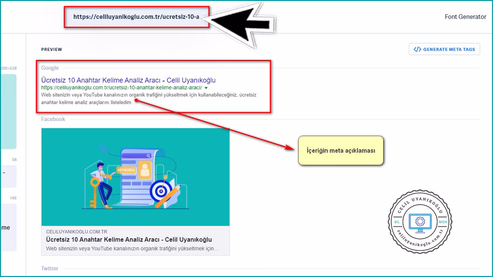 meta açıklamasını MetaTags ile test etme