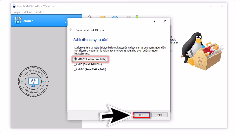 sanal makine virtualbox disk image
