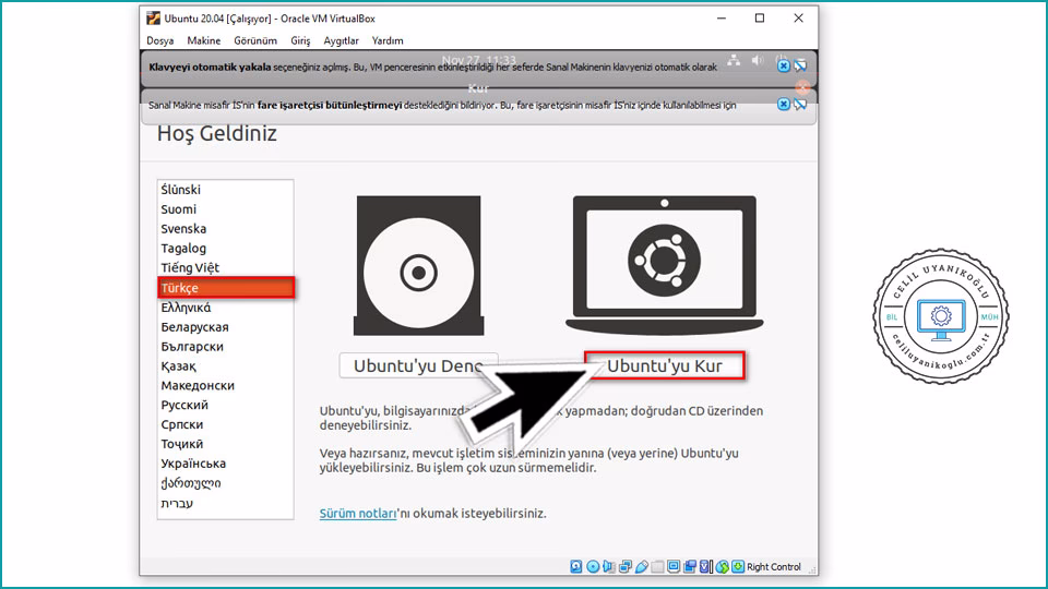 ubuntu kurulum ekranı