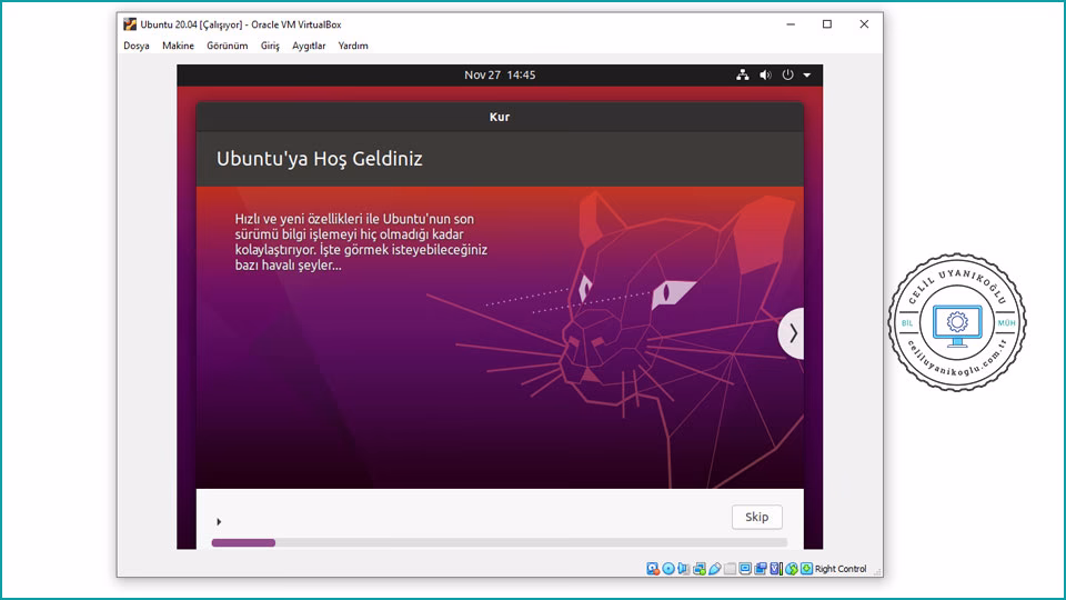 ubuntu kurulum ekranı