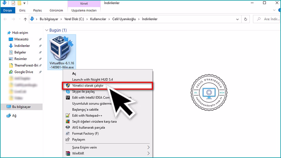VirtualBox kurulum dosyası
