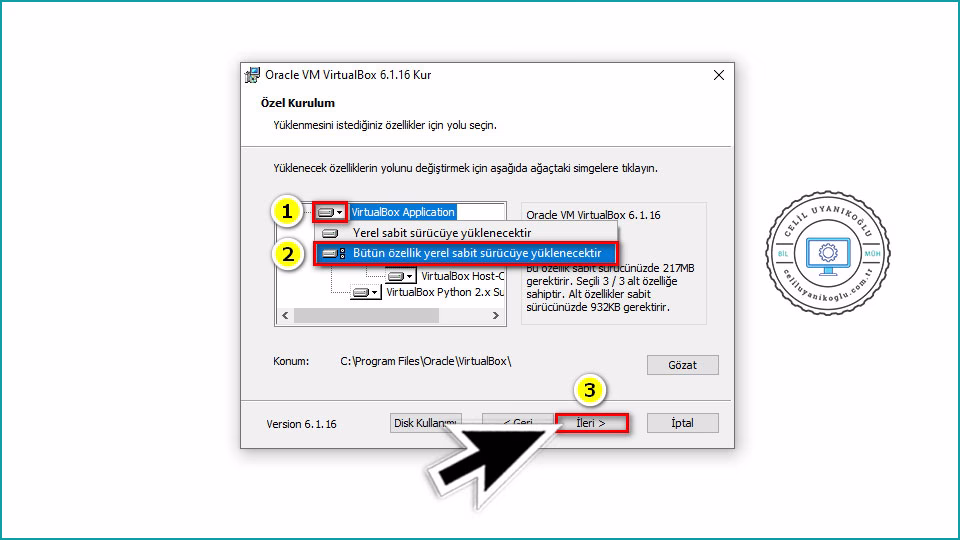 VirtualBox kurulum ikinci adım