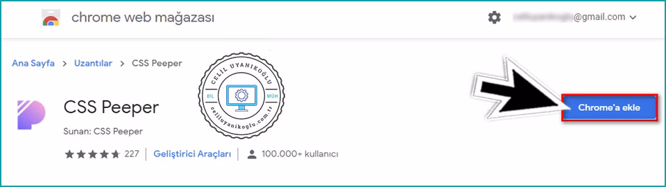 CSS Peeper eklentisinin kurulumu