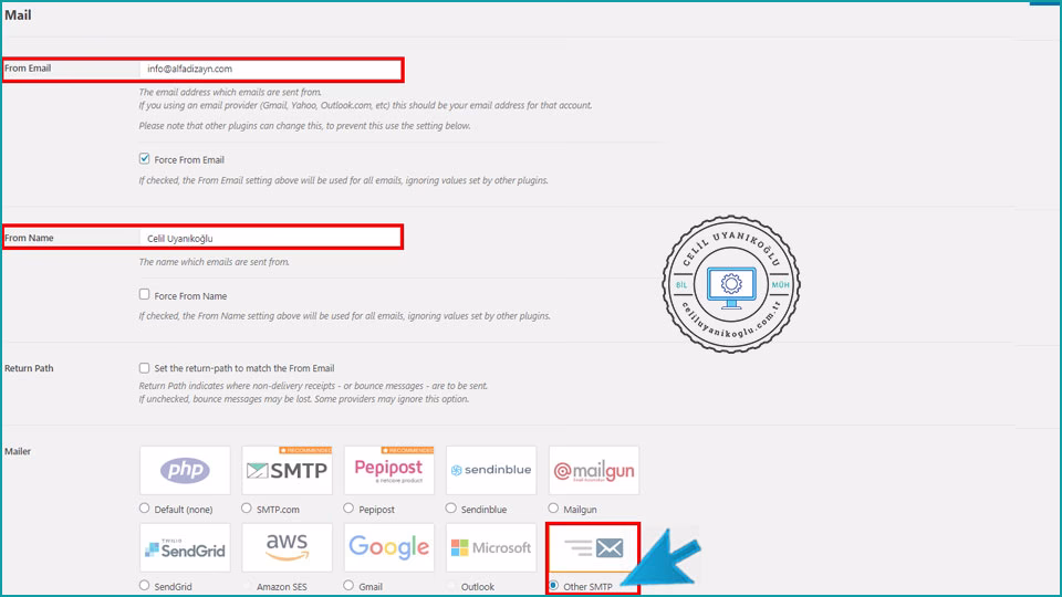 WordPress SMTP Mail Ayarları