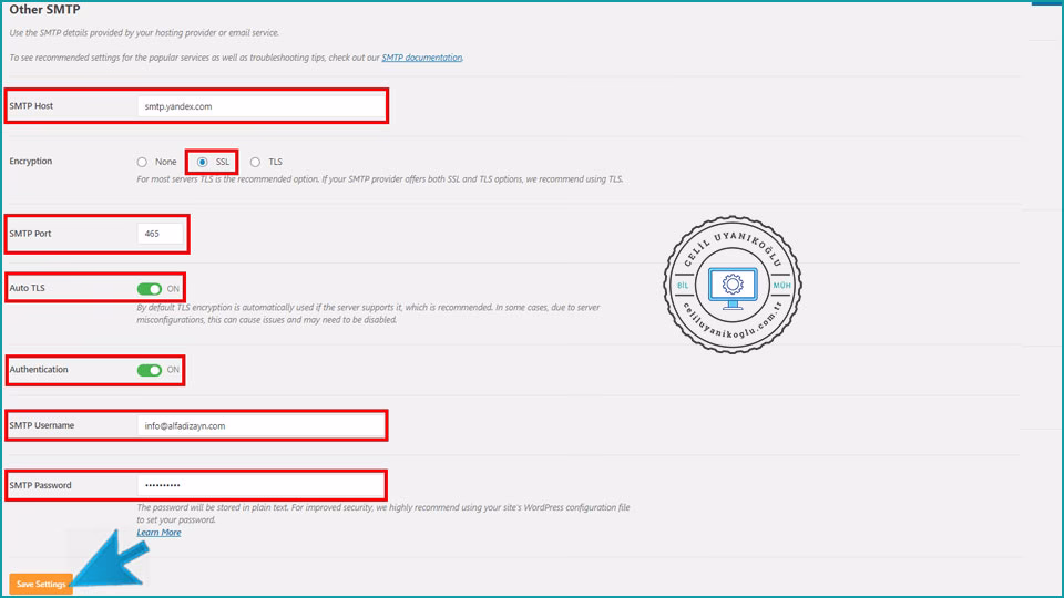 WordPress SMTP Mail Ayarları