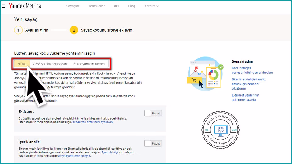 Yandex Metrica ayarlar