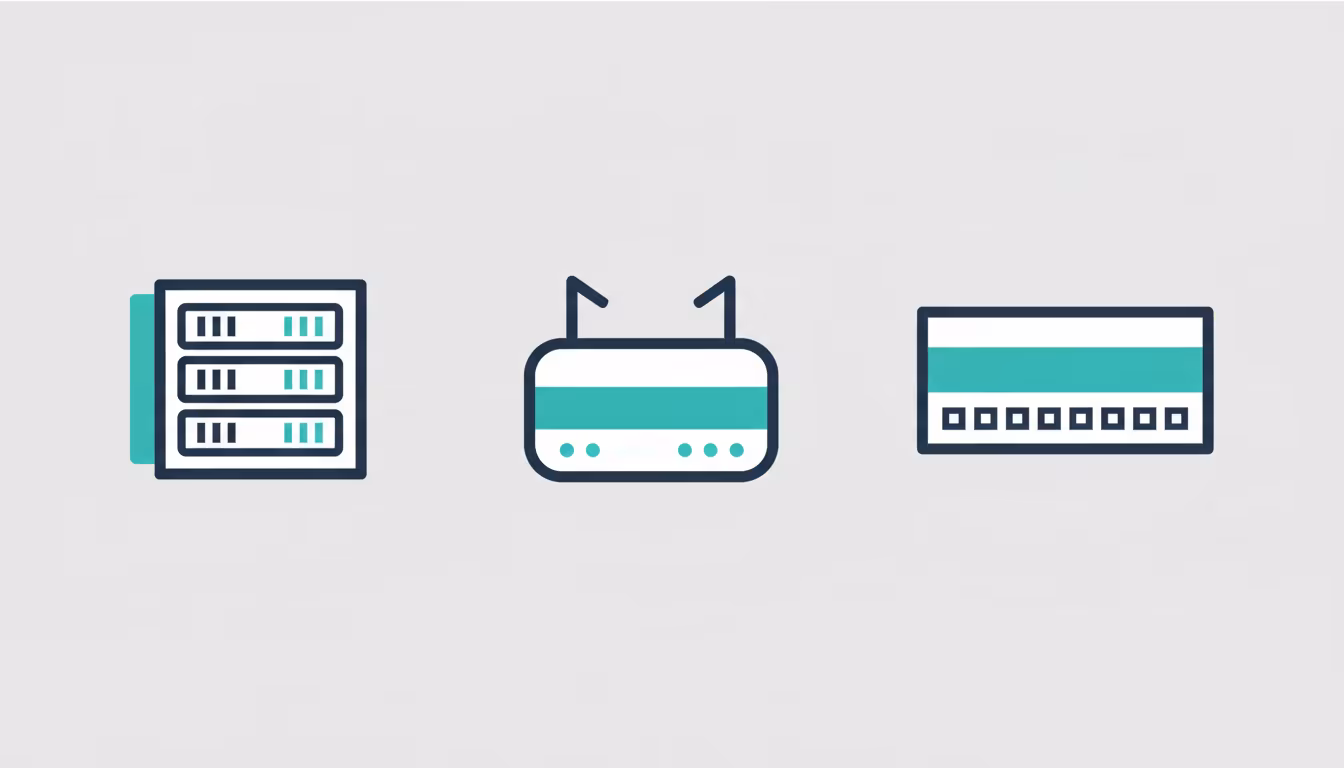 Ağ altyapısında kullanılan sunucu, yönlendirici ve ağ anahtarı cihazları.