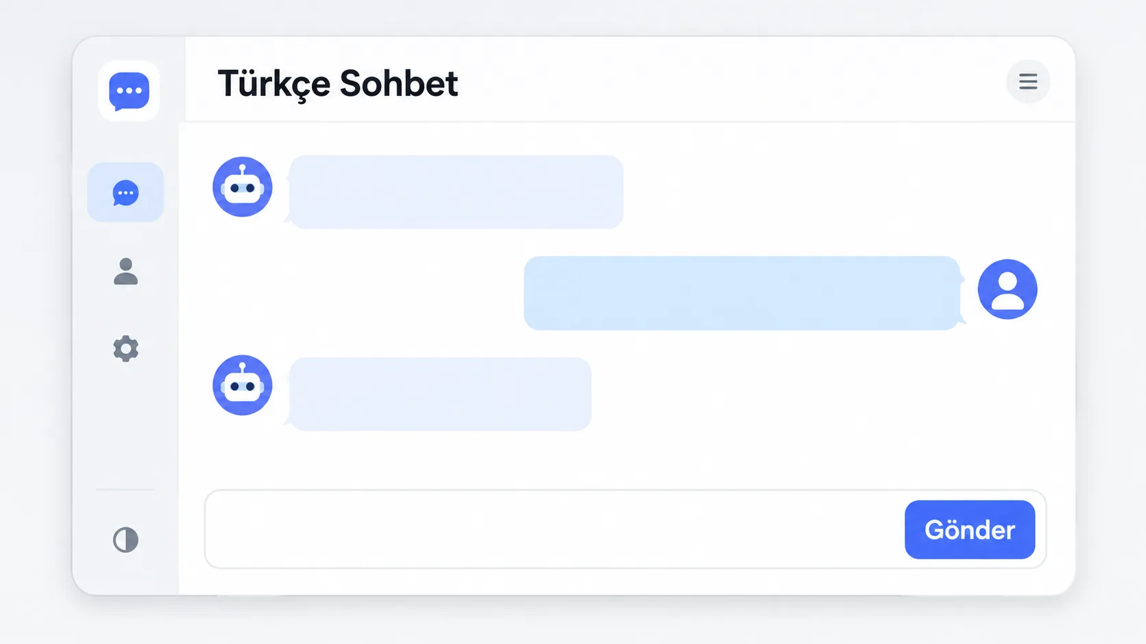 Türkçe metin girilen bir yapay zeka sohbet arayüzünün stilize ekran görüntüsü