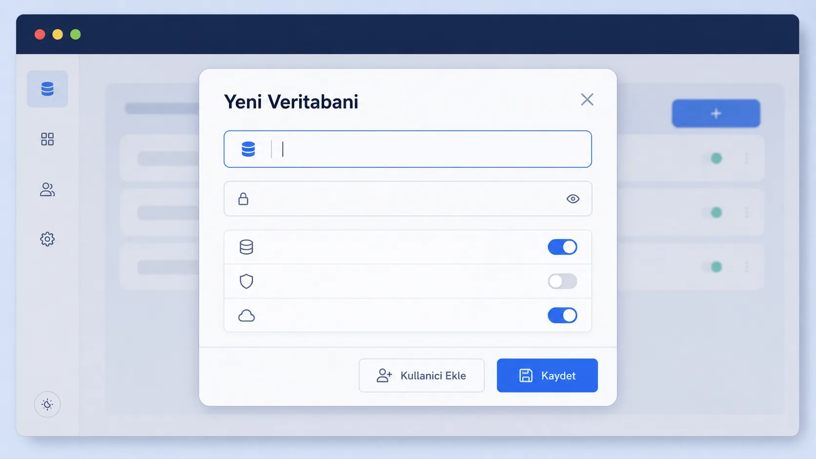 cPanel'de yeni MySQL veritabanı oluşturma formu görünümü