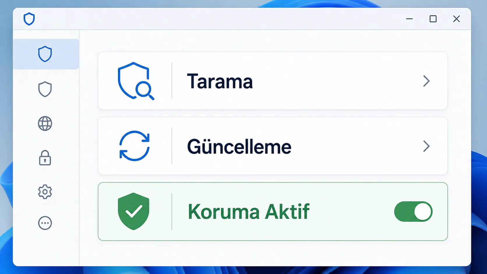 Ücretsiz güvenlik yazılımı ayar panelinin stilize görünümü