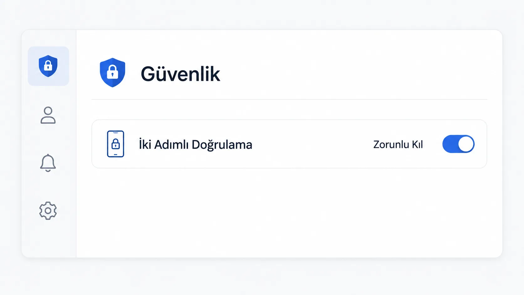 Google Workspace yönetici konsolunda iki adımlı doğrulama zorunluluğu ayarının gösterildiği panel taslağı