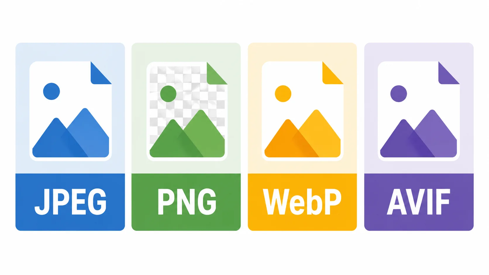 JPEG, PNG, WebP ve AVIF görsel formatlarını sıkıştırma ve tarayıcı desteği açısından karşılaştıran şema