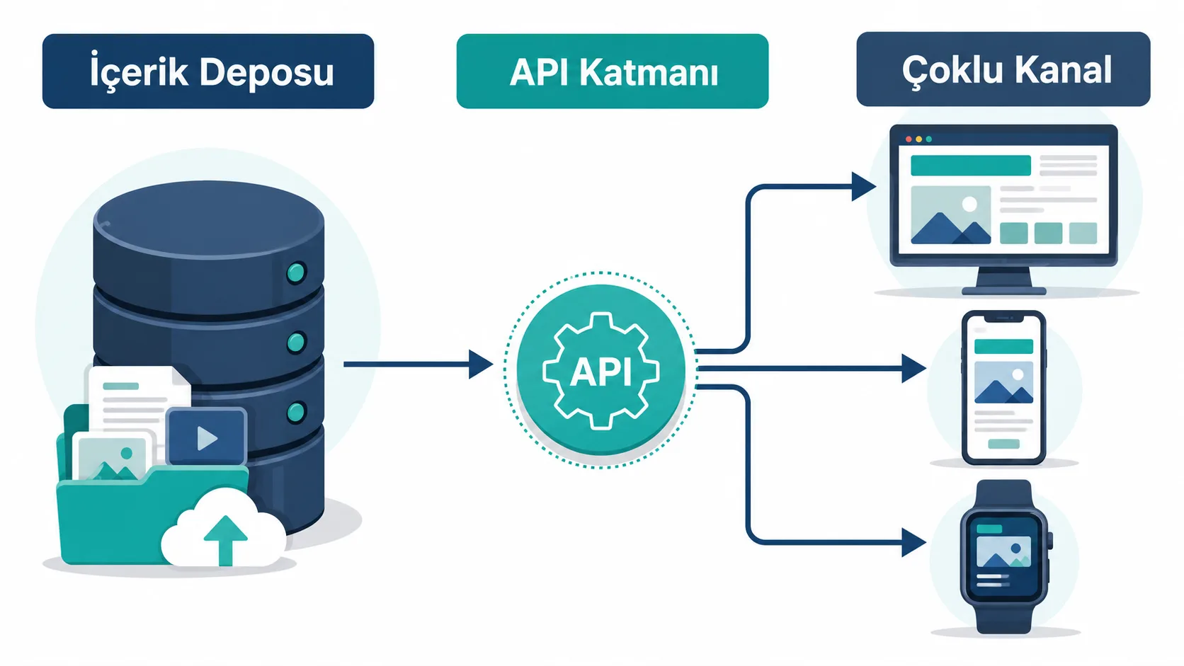 Headless CMS mimarisinde içeriğin API üzerinden farklı kanallara dağıtılması