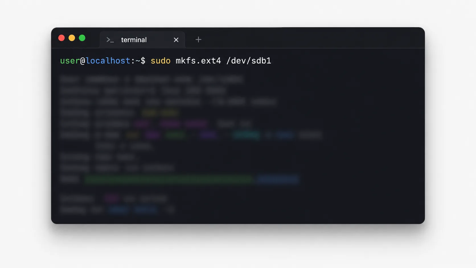 Terminal ekranında fdisk ve mkfs komutlarıyla yeni diskin bölümlenip biçimlendirilmesi