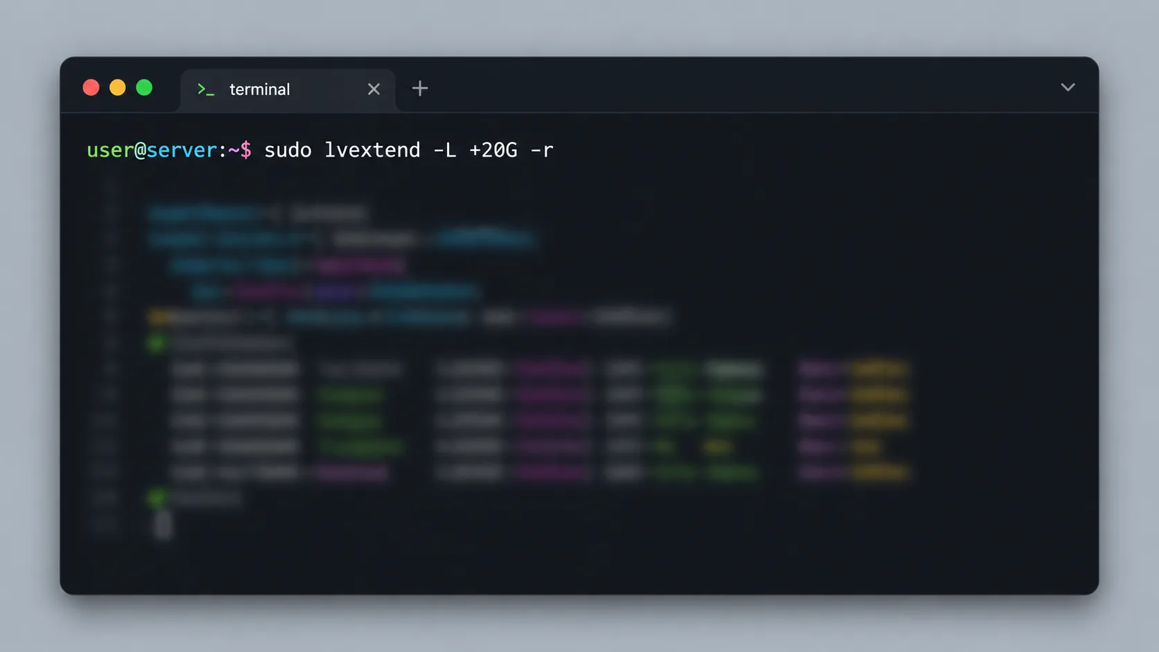 Terminal ekranında lvextend ve resize2fs komutlarıyla mantıksal birimin canlı büyütülmesi