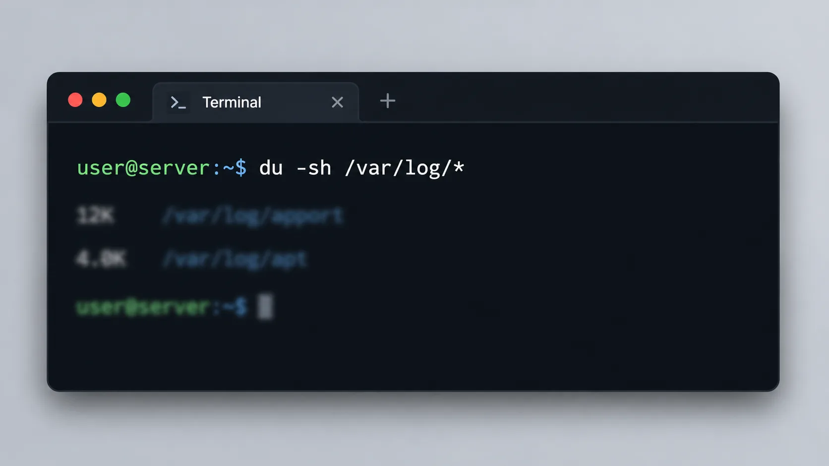 find ve du komutlarıyla büyük dosyaları ve disk kullanımını arayan terminal penceresi