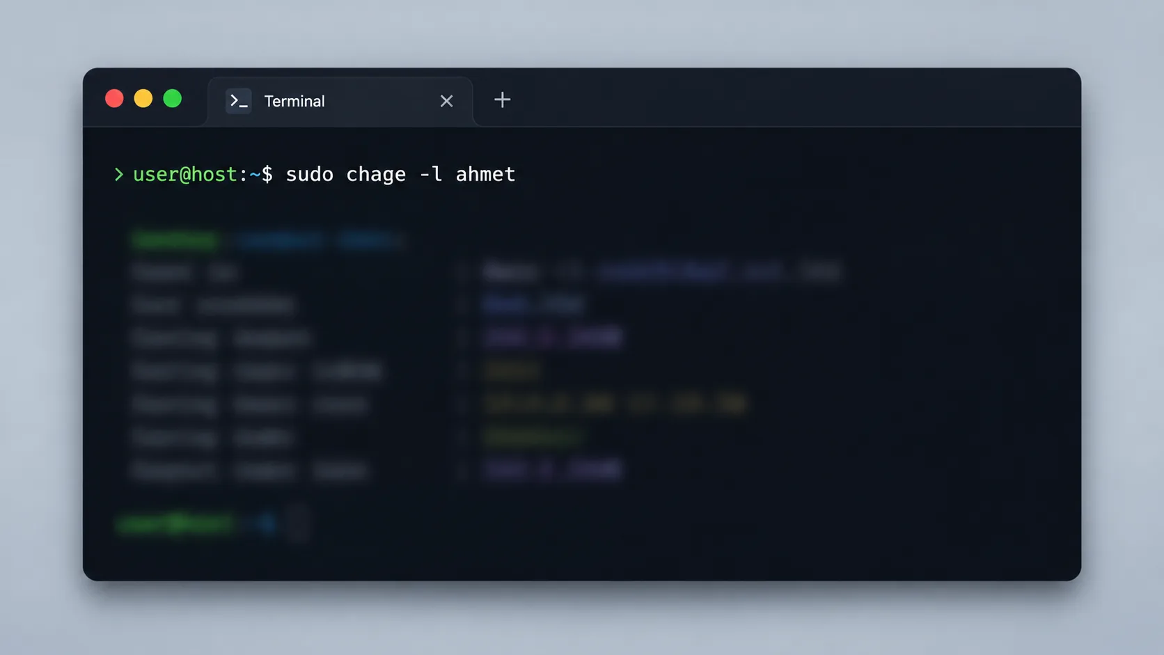 Terminal ekranında chage ve usermod komutlarıyla parola politikası ve hesap kilitleme ayarlarının yapılması