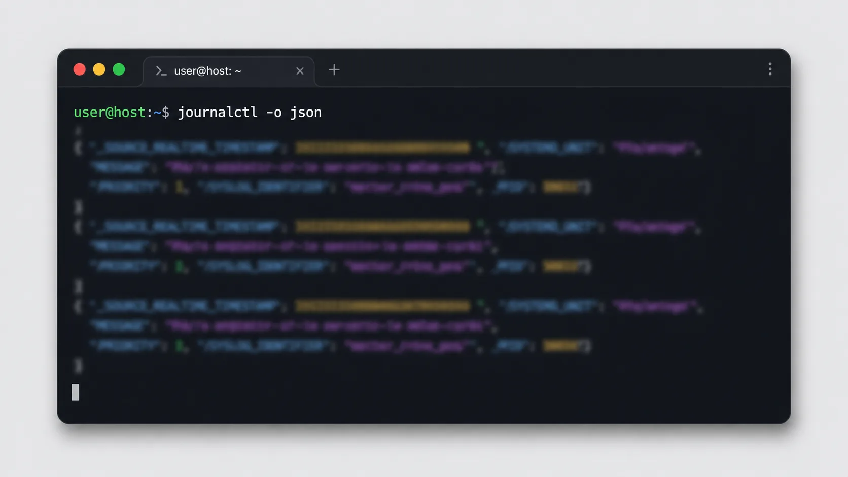Terminal ekranında journalctl JSON çıktısının jq ile ayrıştırılması