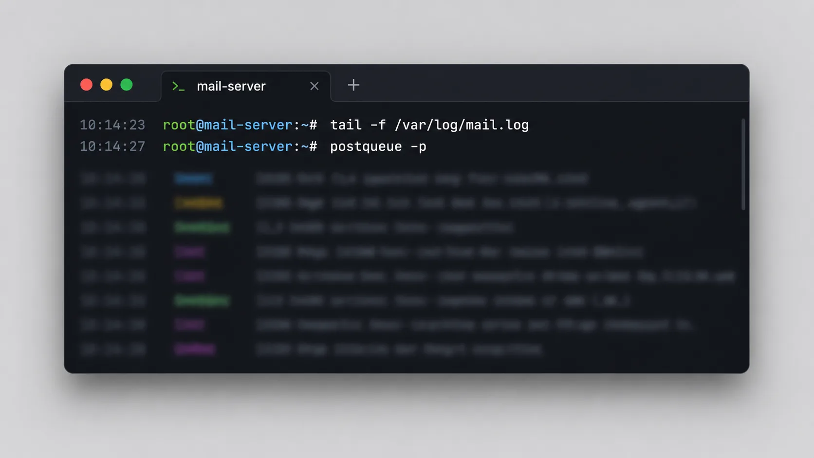 Postfix kuyruğunu ve mail log dosyasını izlemek için kullanılan terminal komutları