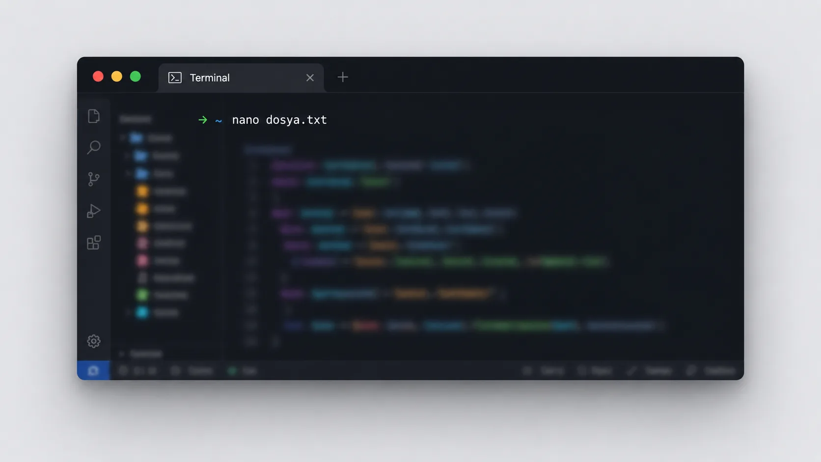 Nano metin editöründe alt kısımda komut kısayollarının göründüğü terminal ekranı