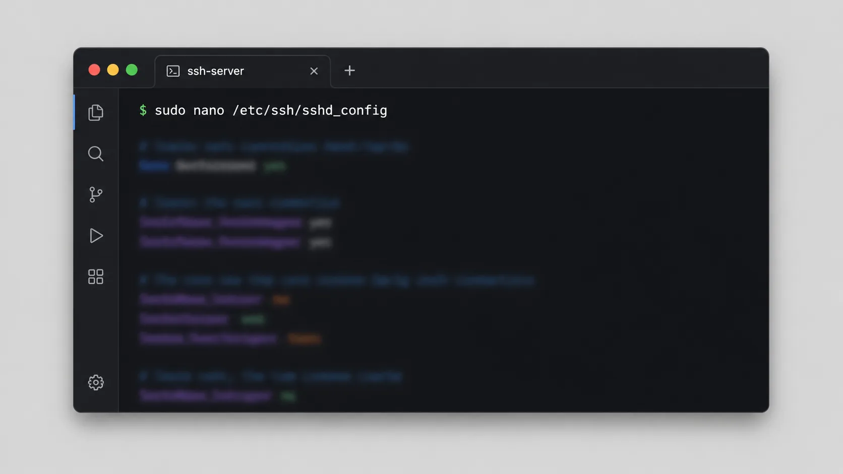 Terminalde sudo nano ile yapılandırma dosyası düzenleme ekranı