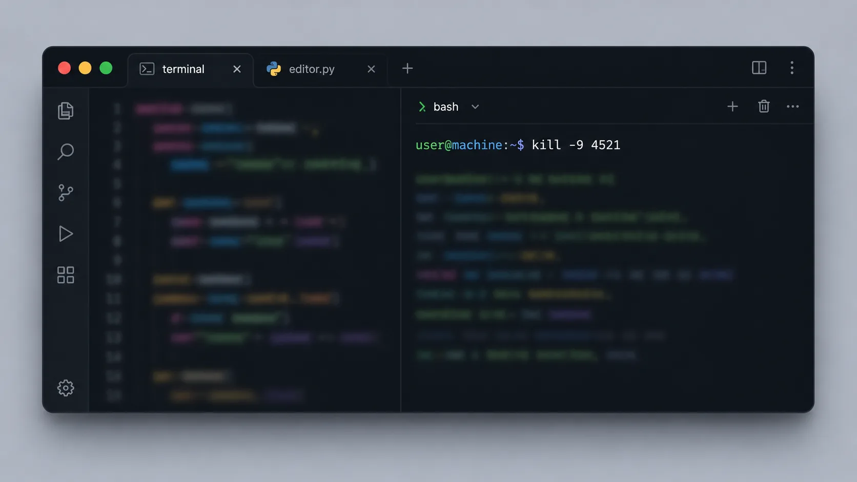 Terminal ekranında kill komutu ile SIGTERM ve SIGKILL sinyallerinin gönderilmesi