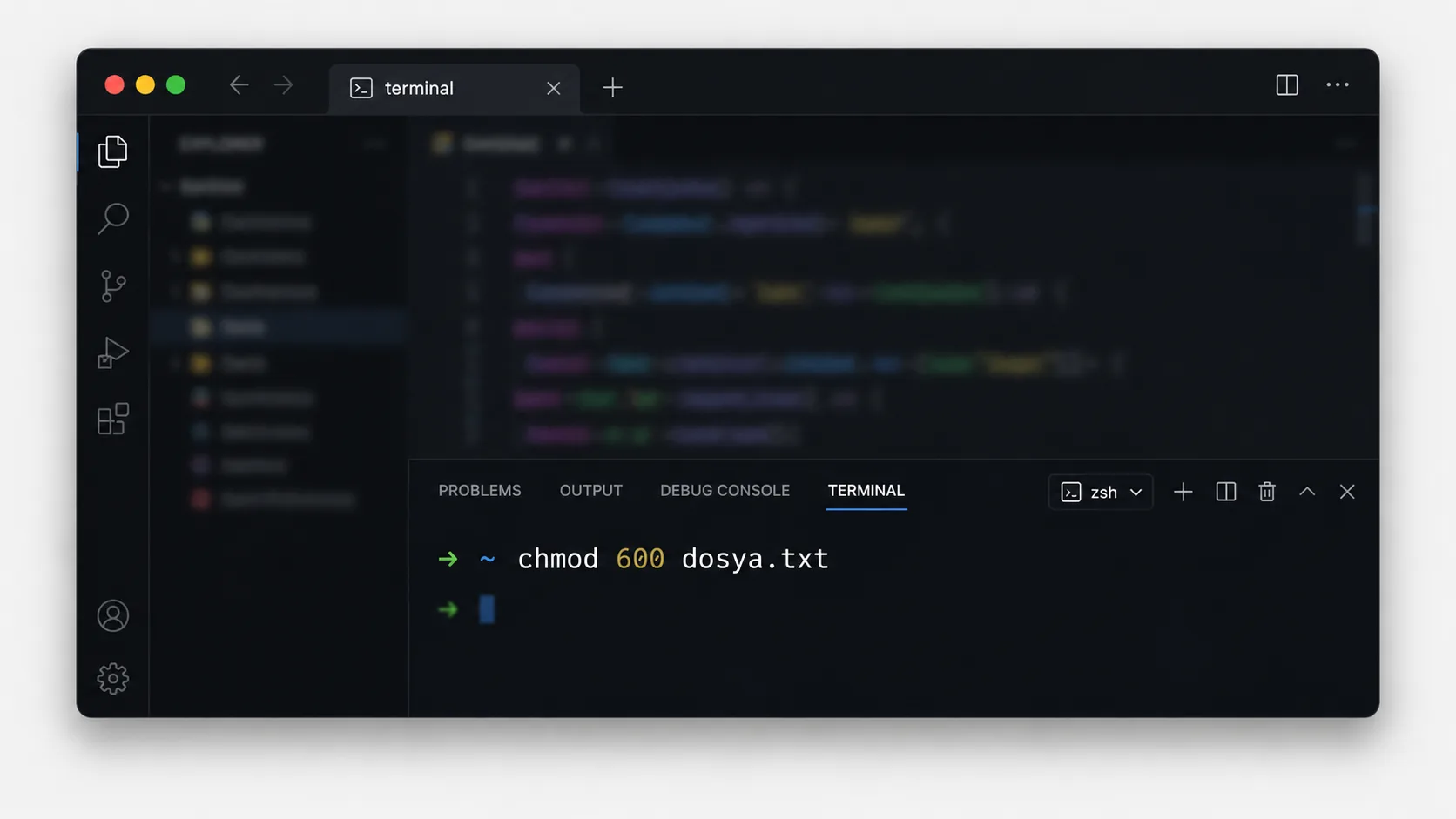 Linux'ta dosya izinlerini görüntüleme ve değiştirme komutlarının terminal görünümü