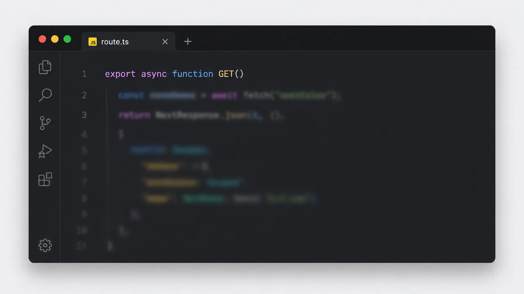 Next.js API rotası dosyasında GET isteğini karşılayan fonksiyonun editör görünümü