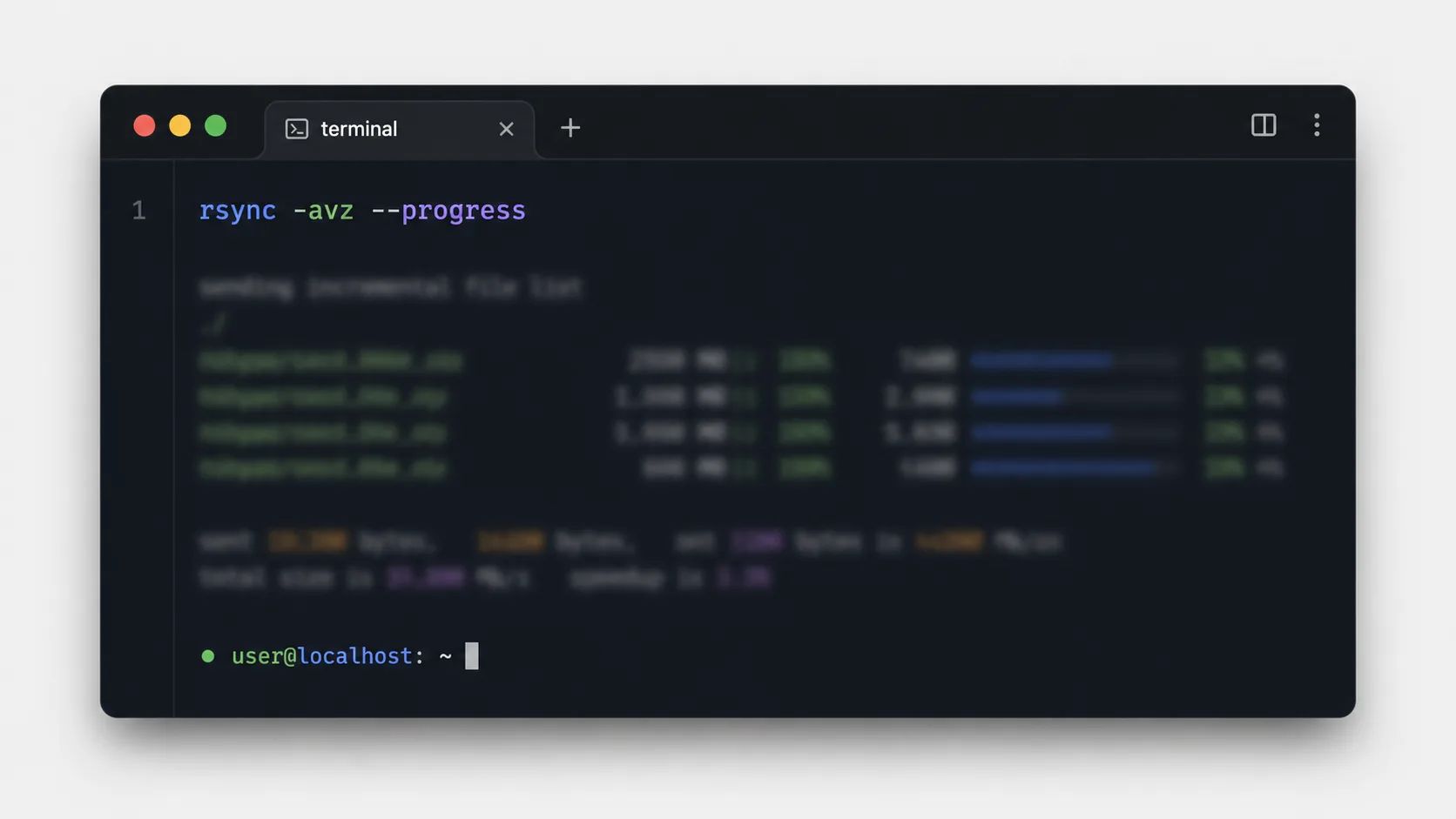 Terminalde rsync komutuyla dosyaların uzak sunucuya aktarıldığı ekran