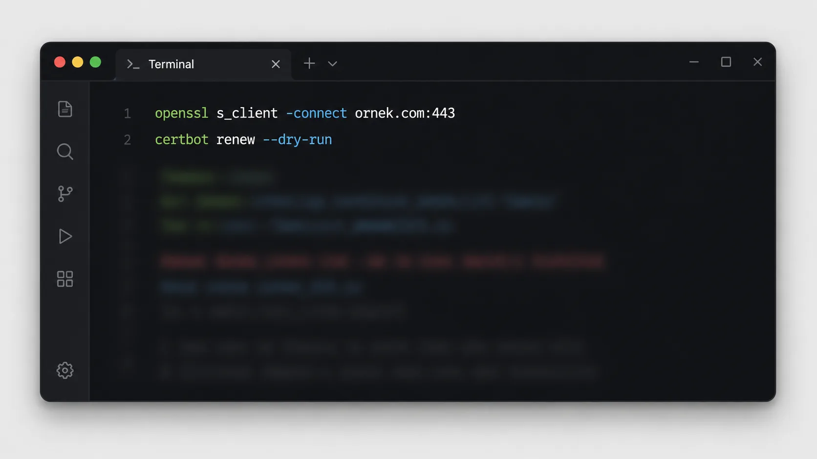 Terminal ekranında openssl komutu ile SSL sertifikası geçerlilik tarihinin kontrol edilmesi