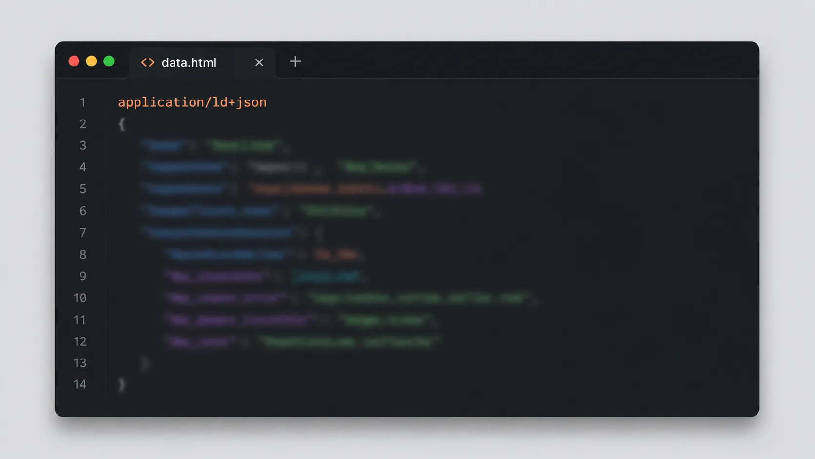 JSON-LD yapısal veri kodunu gösteren tarayıcı kaynak kodu penceresi