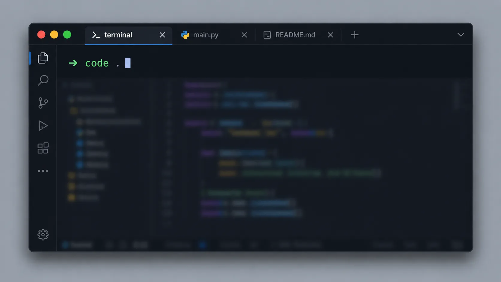 VS Code terminalinde kurulum komutunu gösteren pencere