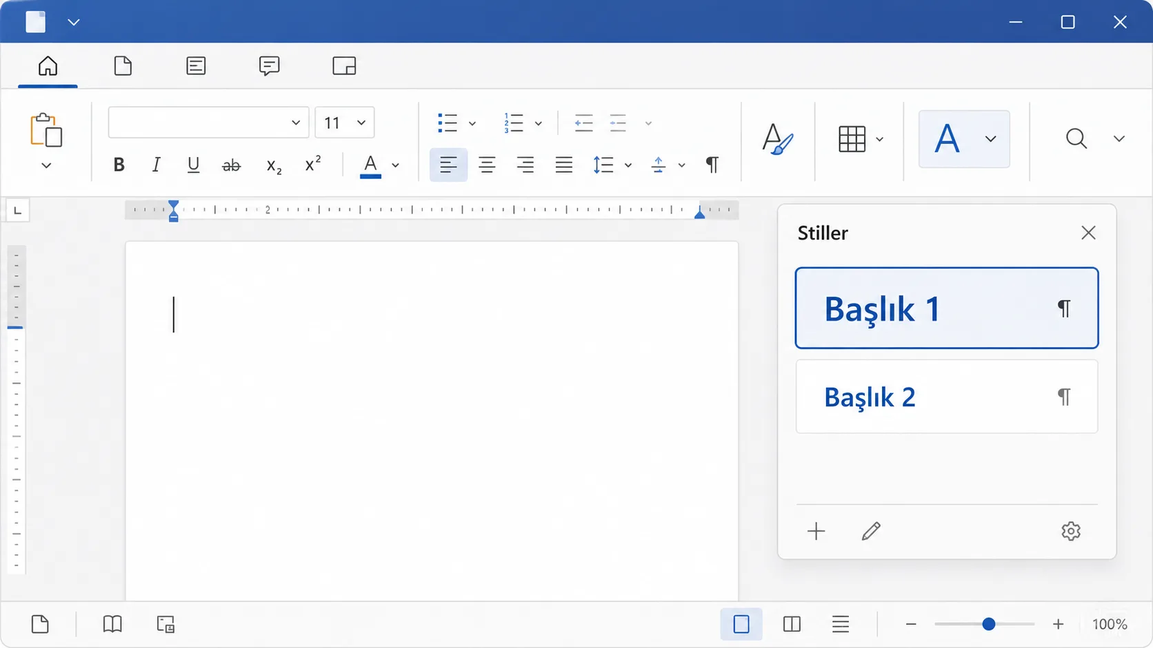 Word'de Giriş sekmesinde açık duran Stiller panelinin gösterildiği arayüz mock-up görseli